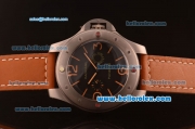Panerai Radiomir Brevettato Swiss ETA 6497 Manual Winding Titanium Case with Black Dial and Orange Leather Strap-1:1 Original