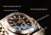 Rolex Datejust 37mm Swiss ETA 2836 Automatic Steel Case with Jubilee Steel Bezel Black Dial Stick Steel Bracelet