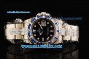 Rolex GMT-Master II Swiss ETA 2836 Automatic Movement Black Dial with White Markers and Diamond Bezel-Steel Diamond Strap Rolex GMT-Master II Swiss ETA 2836 Automatic Movement Black Dial with White Markers and Diamond Bezel-Steel Diamond Strap