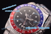 Rolex GMT Master Vintage Asia 2813 Automatic Blue/Red Bezel with Black Dial and Steel Bracelet