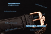 Jaeger-LECoultre Master Reserve De Marche Tourbillon Asia HT30 Automatic Rose Gold Case with Black Leather Strap Black Dial