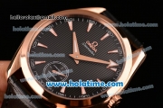 Omega Seamaster Aqua Terra 150 M Small Seconds 6497 Manual Winding Rose Gold Case with Black Dial and Black Leather Strap