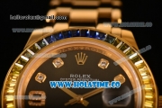 Rolex Datejust Pearlmaster Asia 2813 Automatic Full Yellow Gold with Black Dial and Diamonds Markers - Rainbow Diamoand Bezel (BP)