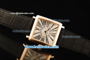 Franck Muller Master Square Swiss Quartz Movement Rose Gold Case with Black Markers and Black Leather Strap