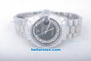 Rolex Day-Date Oyster Perpetual Automatic Diamond Bezel with Black and Plated Diamond Dial-Small Calendar