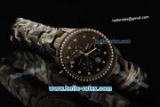 Tag Heuer Link Chronograph Quartz Movement PVD Case and Strap with Black Dial and Diamond Bezel