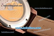 Vacheron Constantin Patrimony Miyota 9015 Automatic Rose Gold Case with Champagne Dial and Brown Leather Strap