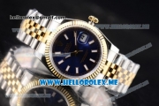 Rolex Datejust Clone Rolex 3135 Automatic Two Tone Case/Bracelet with Blue Dial and Stick Markers (BP)