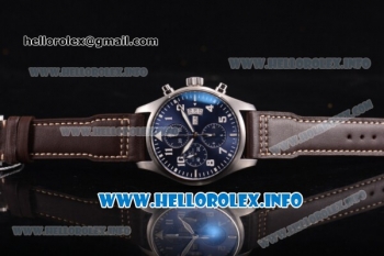 IWC Pilot's Watch Chronograph Edition "The Little Prince" Swiss Valjoux 7750 Automatic Steel Case with Blue Dial Brown Leather Strap and White Arabic Numeral Markers (YL)