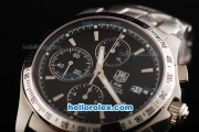 Tag Heuer Link Swiss Valjoux 7750 Automatic Movement Full Steel with Black Dial and Silver Stick Markers