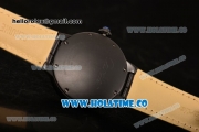 Cartier Rotonde De Miyota Quartz PVD Case with Black Dial and Black Leather Strap