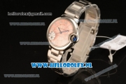 Cartier Ballon Bleu De Medium Swiss ETA 2671 Automatic Steel Case Pink Dial Roman Numeral Markers and Steel Bracelet - 1:1 Original