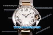 Cartier Ballon Bleu De Small Swiss Quartz Two Tone Case/Bracelet with White Dial and Black Roman Numeral Markers