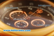 Ferrari Rattrapante Miyota Quartz Rose Gold Case with Black Mesh Dial and Black Rubber Strap