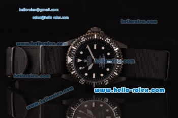 Rolex Pro-Hunter Submariner Swiss ETA 2836 Automatic PVD Case with Black Nylon Strap Black Dial