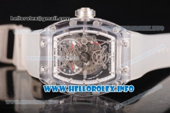 Richard Mille RM 56-01 Tourbillon Miyota 6T51 Manual Winding Sapphire Crystal Case with Skeleton Dial and Aerospace Nano Translucent Strap - White Inner Bezel