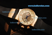 Ulysse Nardin Maxi Marine Chronograph Swiss Valjoux 7750 Automatic Movement Gold Case with Beige Dial and Black Rubber Strap