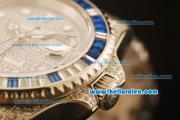 Rolex GMT Master II Swiss ETA 2836 Automatic Full Steel with Diamond Paved and Blue and White Bezel