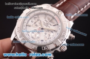 Breitling Chronomat B01 Chronograph Miyota Quartz Steel Case with White Dial and Brown Leather Strap