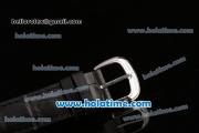 Franck Muller Ronde Miyota Quartz Steel Case with Black Leather Bracelet Diamond Bezel and Black Stick Markers