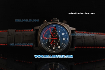 Ferrari Chronograph Miyota Quartz Movement PVD Case with White/Red Arabic Numerals - Black Leather Strap