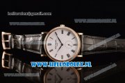 Patek Philippe Calatrava Small Seconds Miyota 9015 Automatic Rose Gold Case with White Dial Roman Numberal Markers and Black Genuine Leather Strap (GF)