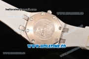 Audemars Piguet Royal Oak Lady Swiss Quartz Steel/Diamonds Case with White Rubber Strap and Diamonds Dial (EF)