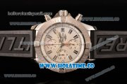 Breitling Avenger Seawolf Miyota Quartz Steel Case with White Dial Black Rubber Strap and Silver Stick Markers