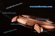 Patek Philippe Calatrava Swiss Quartz Rose Gold Case with Diamond Bezel and Black Leather Strap