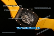 Richard Mille RM 055 Bubba Watson Tourbillon Manual Winding PVD Case with Skeleton Dial Dot Markers and Yellow Rubber Strap