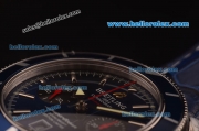 Breitling Superocean Swiss Valjoux 7750 Automatic Steel Case with Blue Dial and Blue Leather Strap