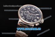 Ulysse Nardin Marine Chrono Asia Automatic Steel Case with Roman Numeral Markers and Black Dial