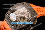 Richard Mille RM11-03 Swiss Valjoux 7750 Automatic Carbon Fiber Case Skeleton Dial With Arabic Numeral Markers Orange Rubber Strap 1:1 Original(KV)