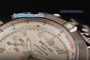 Breitling Chronomat B01 Swiss Valjoux 7750 Automatic Movement Full Steel with White Dial and Silver Stick Markers