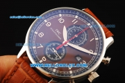 IWC Portuguese Yacht Club Chronograph Miyota Quartz Movement Steel Case with Brown Dial and Leather Strap