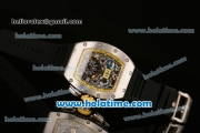 Richard Mille Felipe Massa Flyback Chrono Swiss Valjoux 7750 Automatic Steel Case with White Markers Black Rubber Bracelet and Numeral Markers