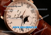 BlancPain Villeret Miyota 9015 Automatic Rose Gold Case with White Dial Roman and Brown Leather Strap (EF)