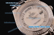 Rolex Masterpiece Swiss ETA 2836 Automatic Steel Case with Diamond/White Dial and Diamond Bezel