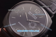 Panerai Radiomir Pam 339 Asia 6497 Manual Winding PVD Case with Black Dial and Black Leather Strap