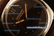 Panerai Radiomir Swiss ETA 6497 Manual Winding Steel Case with Black Dial and Brown Leather Strap - Beige Markers