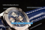 Breitling Super Avenger II 7705 Automatic Steel Case with Blue Dial Arabic Numeral Markers and Genuine Leather Strap (GF)