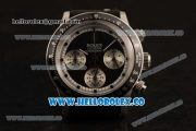 Rolex Daytona Vintage Edition Chrono Miyota OS20 Quartz Steel Case with Steel Bezel and Black Leather Strap