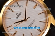 Omega De Ville Tresor Master Co-Axial Swiss ETA 2824 Automatic Yellow Gold Case with Black Leather Strap and White Dial