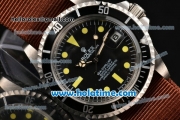 Rolex Sea-Dweller Vintage Asia 2813 Automatic Steel Case with Black Dial Yellow Markers and Brown Nylon Strap
