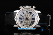 Roger Dubuis Excalibur Chronograph Quartz Movement Steel Case with White Dial and Black Rubber Strap