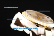 Rolex Datejust Automatic Movement Steel Case with White Dial and Gold Bezel-Two Tone Strap