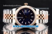 Rolex Datejust Clone Rolex 3135 Automatic Two Tone Case/Bracelet with Dark Blue Dial and Stick Markers (BP)