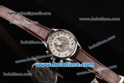 Tag Heuer Mikrograph Chrono Miyota OS10 Quartz Steel Case with Brown Leather Strap and White/Grey Dial