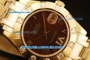 Rolex Datejust Automatic Movement Full Gold with Brown Dial and Diamond Bezel-ETA Coating Case