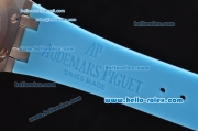 Audemars Piguet Royal Oak Lady Miyota OS2035 Quartz Steel Case with Diamond Bezel Blue Dial and Blue Rubber Strap